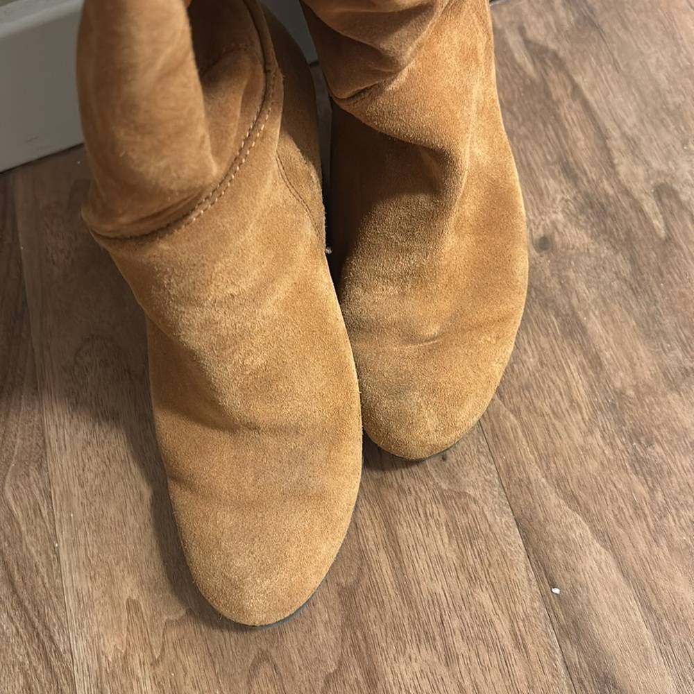 Sam Edelman - Camel Suede Block Heeled Boot - Siz… - image 5
